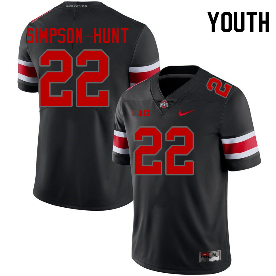 Ohio State Buckeyes Calvin Simpson-Hunt Youth #22 Authentic Blackout College Football Jersey 2404URGJ2